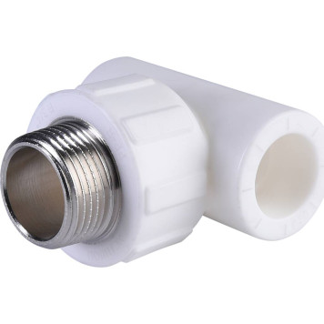 Политэк Тройник 20x3/4 с наружной резьбой для сварки ПП труб, белый.