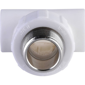 Политэк Тройник 20x3/4 с наружной резьбой для сварки ПП труб, белый.-1