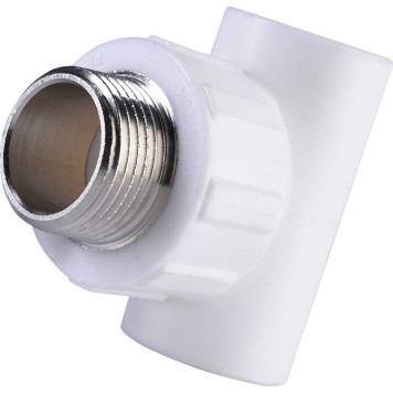 Политэк Тройник 20x3/4 с наружной резьбой для сварки ПП труб, белый.-2