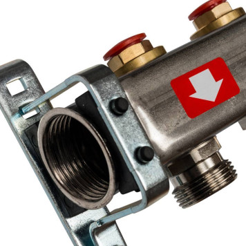 Коллектор STOUT из нержавеющей стали с клапаном выпуска воздуха и сливом, 2 выхода.-1