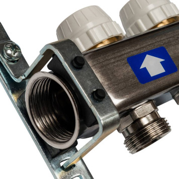 Коллектор STOUT из нержавеющей стали с клапаном выпуска воздуха и сливом, 2 выхода.-2