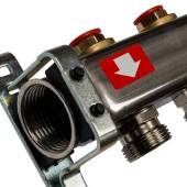 Коллектор из нержавеющей стали без расходомеров, с клапаном вып. воздуха и сливом STOUT 4 выхода (SMS-0932-000004)