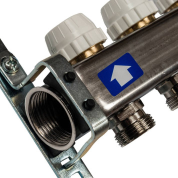 Коллектор STOUT из нержавеющей стали с клапаном выпуска воздуха и сливом, 4 выхода.-1