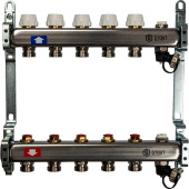 Коллектор из нержавеющей стали без расходомеров, с клапаном вып. воздуха и сливом STOUT 5 выходов (SMS-0932-000005)