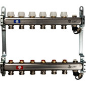 Коллектор из нержавеющей стали без расходомеров, с клапаном вып. воздуха и сливом STOUT 6 выходов (SMS-0932-000006)