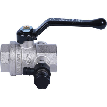 Шаровой кран BUGATTI Oregon с дренажем и воздухоотводчиком, ручка-рычаг из алюминия, внутренняя резьба 3/4.-2