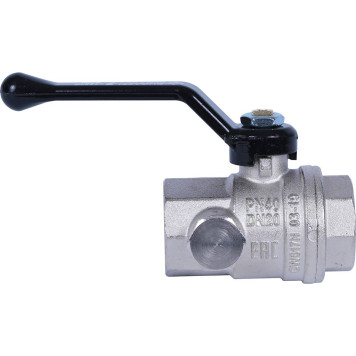 Шаровой кран BUGATTI Oregon с дренажем и воздухоотводчиком, ручка-рычаг из алюминия, внутренняя резьба 3/4.-3