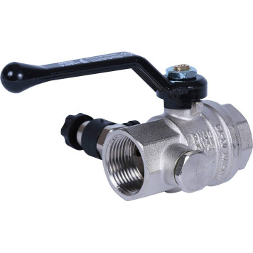 Шаровой кран BUGATTI Oregon с дренажем и воздухоотводчиком, ручка-рычаг из алюминия, внутренняя резьба 3/4.-4