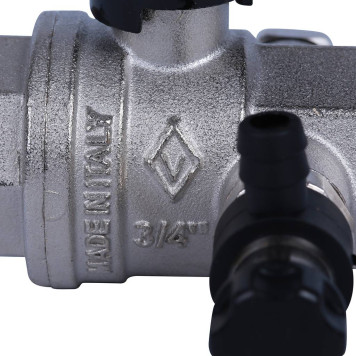 Шаровой кран BUGATTI Oregon с дренажем и воздухоотводчиком, ручка-рычаг из алюминия, внутренняя резьба 3/4.-7