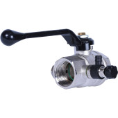 Кран шаровой BUGATTI Oregon с дренажем и воздухоотводчиком, (ручка-рычаг алюминий) внут-внут резьба 1 (03300029)
