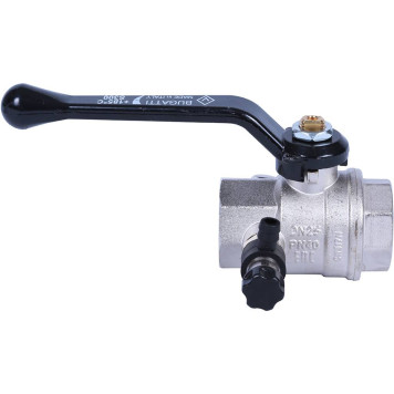 Шаровой кран с дренажем и воздухоотводчиком BUGATTI Oregon, ручка-рычаг из алюминия, внутренняя резьба 1&-2