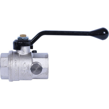 Шаровой кран с дренажем и воздухоотводчиком BUGATTI Oregon, ручка-рычаг из алюминия, внутренняя резьба 1&-3