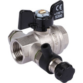 Кран шаровой BUGATTI Oregon с дренажем и воздухоотводчиком, (ручка бабочка) внут-внут резьба 1/2 (03320009)