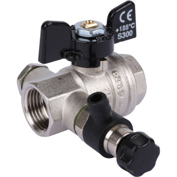 Шаровой кран BUGATTI Oregon с дренажем и воздухоотводчиком, ручка бабочка, внут-внут резьба 1/2