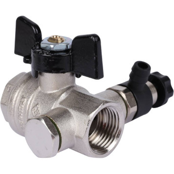 Шаровой кран BUGATTI Oregon с дренажем и воздухоотводчиком, ручка бабочка, внут-внут резьба 1/2-1