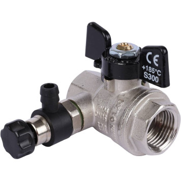 Шаровой кран BUGATTI Oregon с дренажем и воздухоотводчиком, ручка бабочка, внут-внут резьба 1/2-8