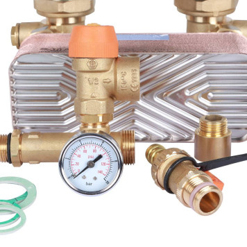 Насосная группа STOUT SDG-0038 с теплообменником 28 пластин и насосом Grundfos UPSO 25-65 в теплоизоляции.-6