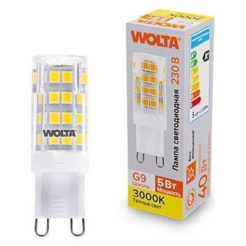 Лампа светодиодная Wolta G9 5Вт 3000K WSTD-JCD-5W3KG9-C