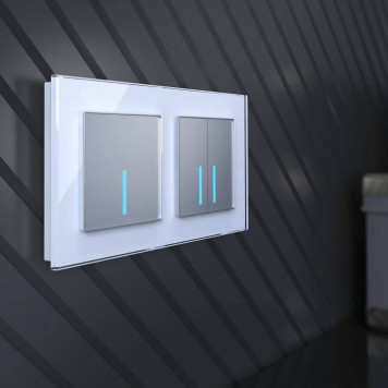 Выключатель сенсорый двухклавишный с подсветкой, без рамки Werkel серебряный W4520006-1