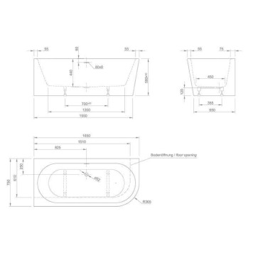Knief Wall Corner R Ванна в левый угол 165x75х58см., с щелевым переливом, без сл-пер, цвет: белый матовый. 0100-091-06, 0100-255-R bi matt-1