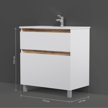 M85AFSX0802WG База под раковину, напольная, 80 см, 2 ящика, белый глянец-7