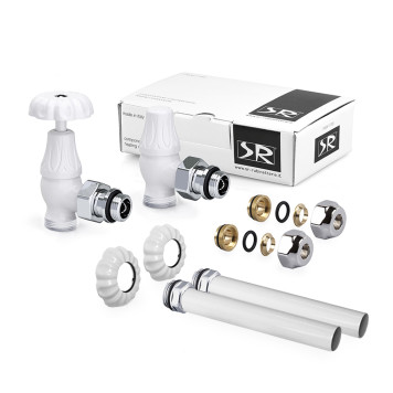 Комплект угловых вентилей SR Rubinetterie Floral Old Style 1/2” x 24/19, цвет белый A339-1500VCPA