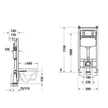 Duravit DuraSystem Монтажный элемент для подвесного унитаза в сборке. WD1029000000/WF1202000010-1
