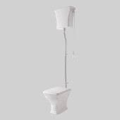 Artceram CIVITAS Унитаз 36х54см., с высоким бачком и трубой хром, с механизмом с цепочкой и ручкой, с сиденьем, микролифт, цвет: белый. HEA006 71,  CIV003 01 00,  CIC006 01 00