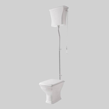 Artceram CIVITAS Унитаз 36х54см., с высоким бачком и трубой хром, с механизмом с цепочкой и ручкой, с сиденьем, микролифт, цвет: белый. HEA006 71, CIV003 01 00, CIC006 01 00