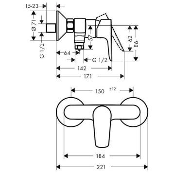 Hansgrohe Talis E Смеситель для душа, настенный, цвет: шлифованная бронза. 71760140-1