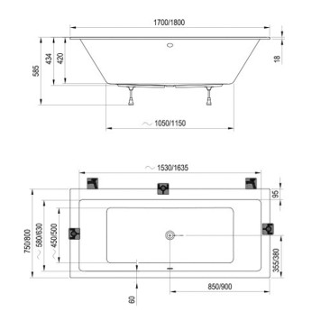 Ravak Formy 01 Slim Ванна 170х75см, встраиваемая, цвет: белый. C691300000-5