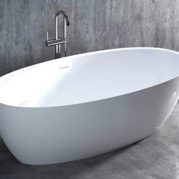 Salini Alda Ванна отдельностоящая 160х80х57.5см, донный клапан , сифон, слив-перелив, S-Stone, цвет: белый матовый-2