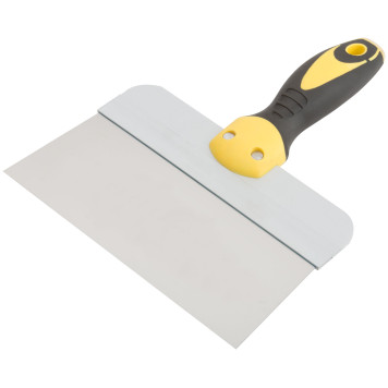 Шпатель фасадный нержавеющий Профи, прорезиненная ручка с метал.бойком 200 мм-1