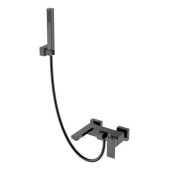 Boheme Qubic Смеситель для ванны с душем на стену, 2 отв., цвет: shine gun metal 473-SGM