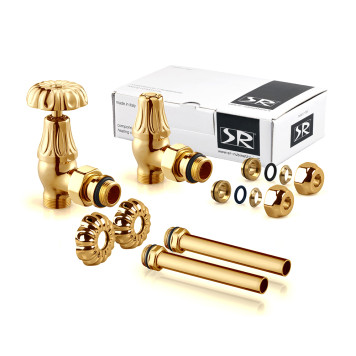 Комплект угловых вентилей SR Rubinetterie Floral Old Style 1/2” x 24/19, цвет золото A339-1500D0P0