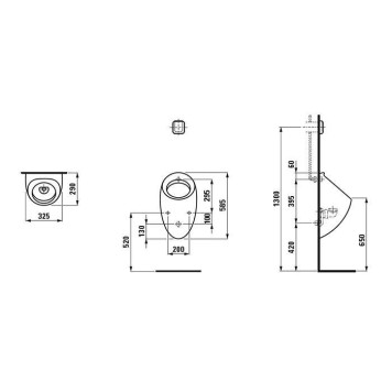 Laufen Alessi One Писуар 29х32.5х58.5см, без крышки, с сифоном, покрытие LLC, цвет: белый-1