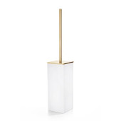 3SC Mood White Туалетный ёршик, напольный, композит Solid Surface, цвет: белый матовый/золото 24к.. MW17AGD