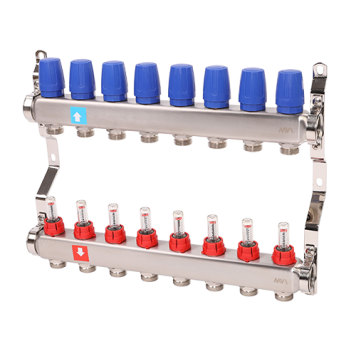 Коллектор, Premium, 1 х 3/4ЕК, 8 выходов, в сборе с расходомерами