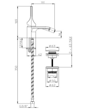 Bossini Apice Смеситель для биде на 1 отверстие, однорычажный, с донным клапаном, цвет: черный матовый-1