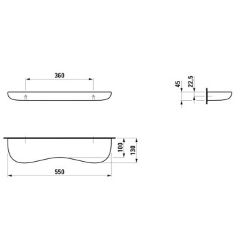 Laufen Florakids Полка laquo;облако raquo; подвесная керамическая 550x130x55 мм, цвет: белый и красный-3