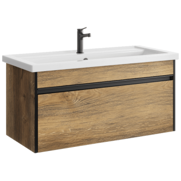 AQ URB0110DB Urban Тумба под умывальник, подвесная, с одним ящиком, 966х460х450 мм, Дуб Балтийский URB0110DB