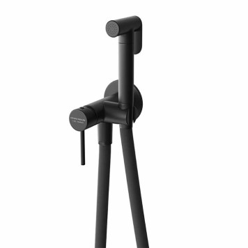 Kerama Marazzi Cмеситель с гигиеническим душем, встраиваемый, цвет: черный матовый