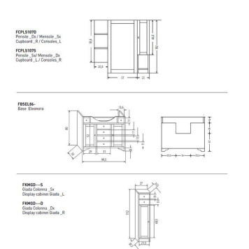 EBAN Eleonora Modular Комплект мебели 107 см (пенал слева), напольный, цвет: noce. FAC07PO, FBSEL086-N noce*6, FPLFL082-B*1, FCPLS107DNnoce*1, FKMGD---SN new*3-1