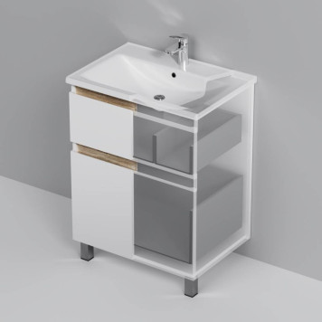 M85AFSX0652WG База под раковину, напольная, 65 см, 2 ящика, белый глянец-6