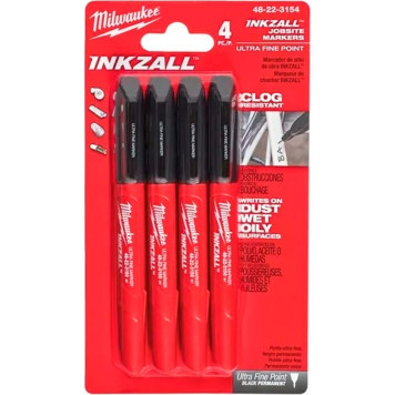 Маркер Milwaukee INKZALL тонкий Черный (4шт) (154)