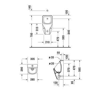Duravit D-Code Писсуар 57.5х30.5см., с внешним подводом воды, цвет: белый. 0828300000-1