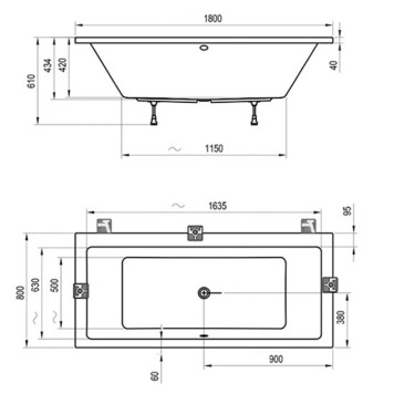 Ravak Formy 01 Ванна 180х80см, встраиваемая, цвет: белый. C881000000-5