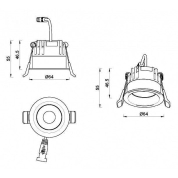 Встраиваемый светильник iLedex Mars 107-7W-D64-3000K-24DG-BK-4