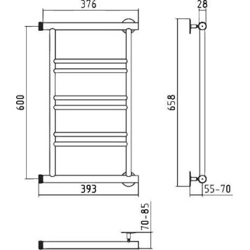 Стилье Минор 0601 Полотенцесушитель водяной для ГВС 39,3x65,8h см, цвет: без покрытия 00601-6040-1