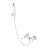 Boheme Qubic Смеситель для ванны с душем на стену, 2 отв., цвет: matt white 473-MW